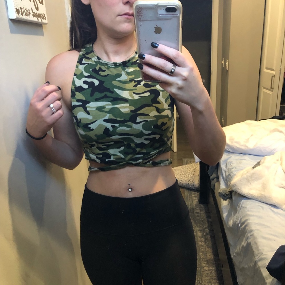 Army crop top- for workouts